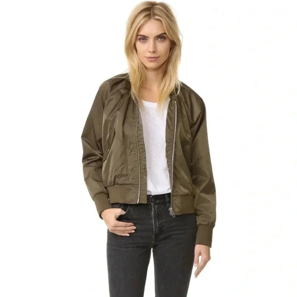 Free People Olive Midnight Bomber Jacket Size S - Picture 3 of 15
